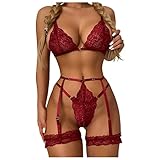 callmo Sexy Dessous Damen für Damen String Zweiteiliger Neckholder Top Triangel Bikini Set mit Schnürung Seite Bottom Sexy Badeanzug Badeanzüge