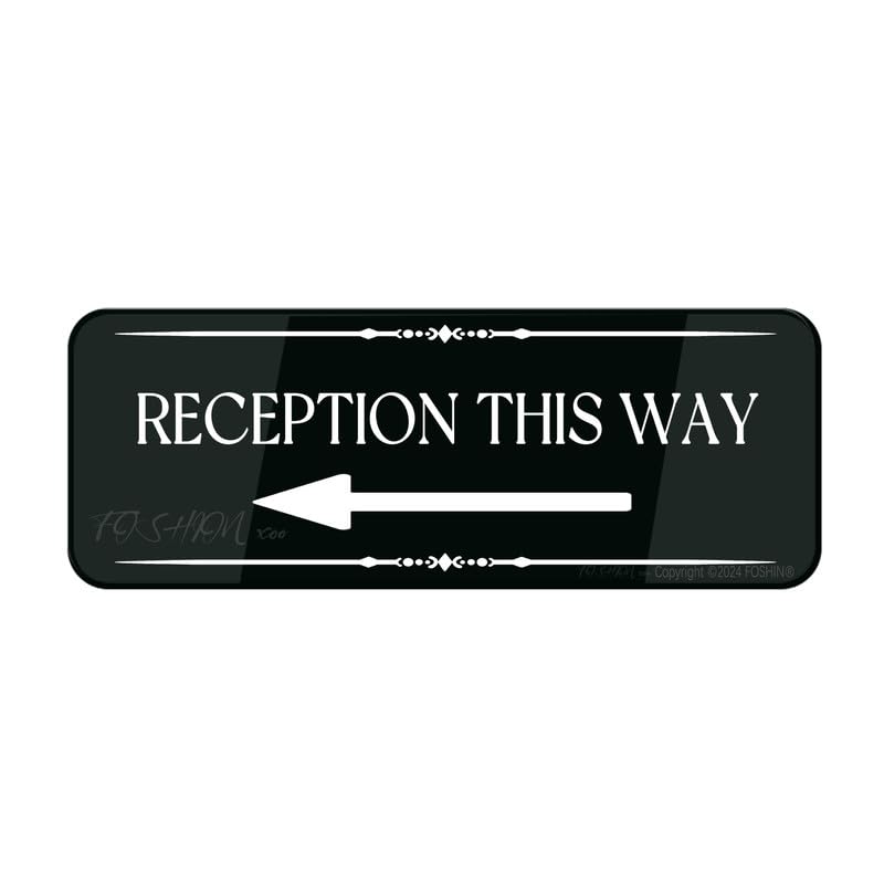 FOSHIN Acrylic Sign For Wall Reception This Way Left Arrow Wall Or Door Sign Durable Long Lasting With Double Sided Tape 10X3 Inches