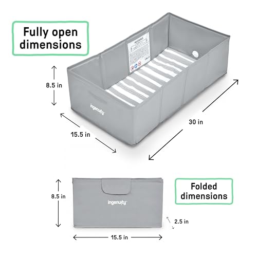 Image of Ingenuity Tuckaway Toddler Folding Tub, Converts Shower to Tub, Folds to Store, Easy to Clean, No Assembly Required, Portable Baby Bathtub for Travel, 12M-5Y, Gray