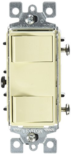 Leviton 15 Amp, 120 Volt, Individual Switches, 2 Switch Combination, Illuminated Dual Rocker, 1754-ILW, White image 4