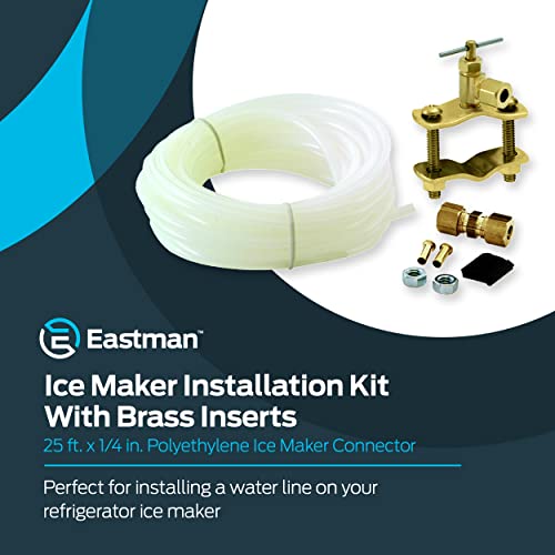 Eastman Ice Maker Installation Kit with Brass Inserts, 1/4 Inch Compression, 25 Foot Polyethylene Ice Maker Connectors, White, 48362 - Thumbnail 2