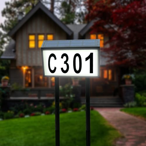 Numéro d'adresse solaire éclairé et étanche pour une visibilité nocturne