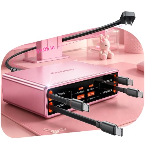 Image of 8-in-1 Charging Station for Multiple Devices,Fast Charger with 65W Cable | 105W Retractable Charger,Retractable Charging Station for iPhone 17,Galaxy S26,Tablet,Laptops,Home Office,Desktop Accessories