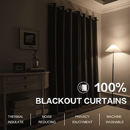 Size 50x102 Color Charcoal Grey 100% Blackout Linen Curtains 102 Inches Long 2 Panels for Bedroom,Modern Village Full Black Out Room Darkening Thermal Insulated Window Curtain Panels W50 x L102 Inch Length