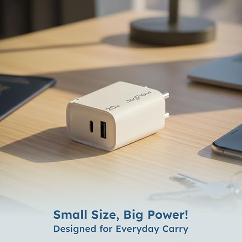 Image of Trueview 20W Fast Charging Power Adapter with USB-A & Type-C Port | PD 3.0 & QC 3.0 Mobile Charger | Universal Wall Charger for Smartphones & Accessories | White