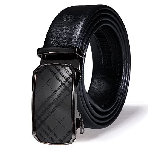 Image of Dubulle Designer Men's Belts, Ratchet Leather Sliding Buckle Dress Belt