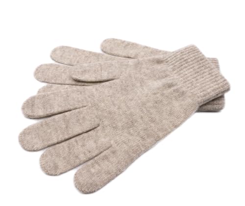iMongol Pure Cashmere Women Full Fingers Gloves Ladies Knitted Gloves Mittens Made in Inner Mongolian (Camel)