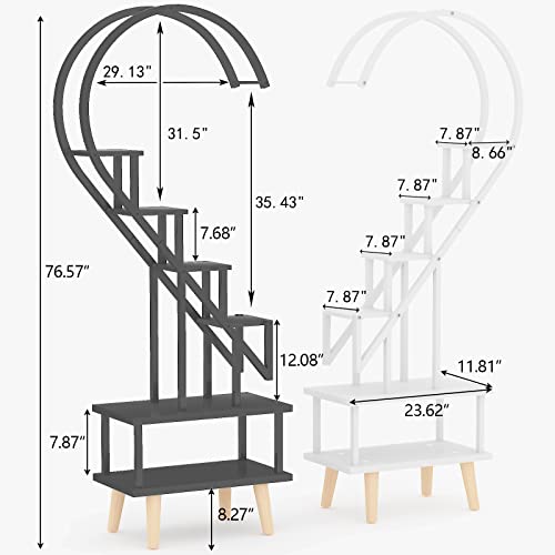 Gyfimoie 2 Pack 6-Tier Indoor 76.57" Tall Metal Plant Stand , Creative Heart Shape Multi-Tiered 21 Potted Plant Shelves, Flower Stand For Home Decor, Balcony, Living Room #TOP5