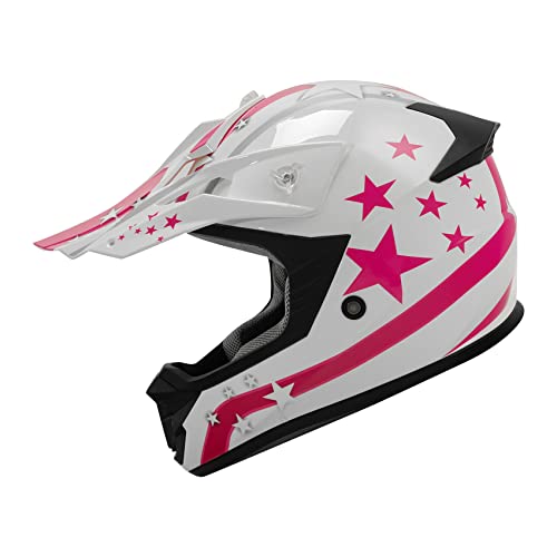 Slmoto Dot Kids Youth Dirt Bike Helmet Multiple Air Vents Atv 4 Wheels Motocross Full Face Off Road Motorbike Bmx Mountain Bike Helmet Pink Star Medium #TOP7