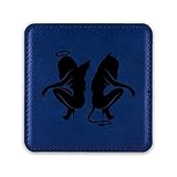 Kneeling Angel Devil Sexy Girls Drink Coaster Leatherette Coasters God Islam Muslim - Blue - Set of Six Coasters