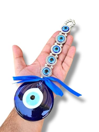 Image of BLUE BEADS Turkish Feng Shui Vastu Blue Glass Evil Eye Hanging /Door Hanging Nazar Batu for Protection and Good Luck - Perfect for Gifting Home or Office (Trending EE)
