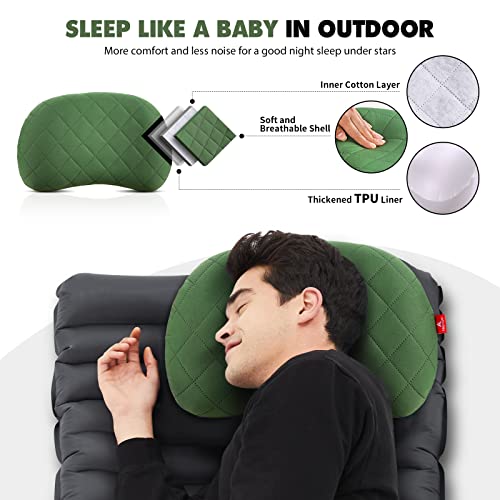 HIKENTURE Camping Pillow Inflatable Pillow with Removable Cover Green - Image 2