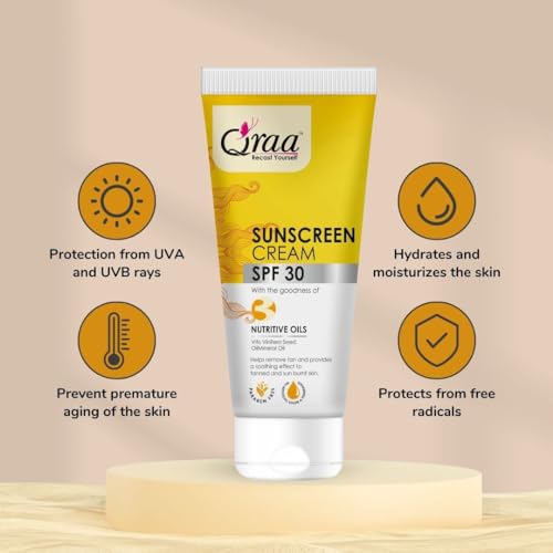 Image of Qraa Sunscreen - SPF 30 PA++++ Sunscreen Cream SPF 30|Helps Remove Tan|Helps in Sun Burn| Pack of 2 (200gm, 2)