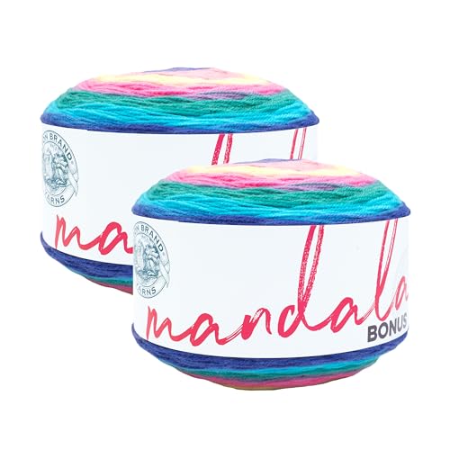 Image of Lion Brand Yarn Mandala Bonus Bundle Multicolor Yarn for Knitting, Crocheting, and Crafting, 2 Cakes, Wraith
