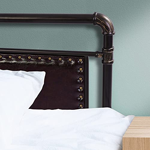 Waytrim Metal Bed Frame Queen Size, Metal Platform Bed Frame With Vintage Headboard And Footboard, Wrought Iron Bed Frame Heavy Duty Steel Slat, No Box Spring Needed, Retro Water Pipe Design, Brown #TOP6