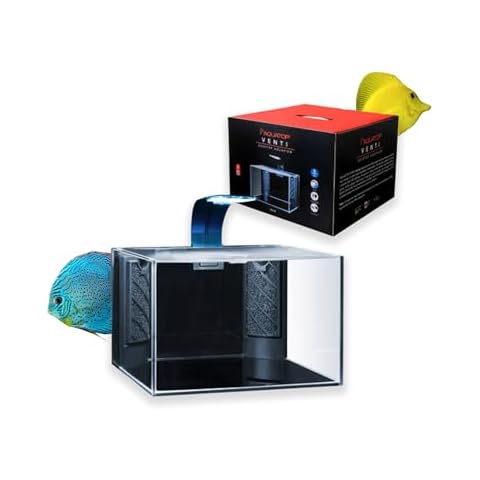 Aquatop Venti Professional Showcase Glass Aquarium Kit, 5-Gallon – for Freshwater Fish Tanks, LED Light, Breza Air Pump & Replaceable Filter Cartridge, All in One Tank, Aquarium Tank Cover