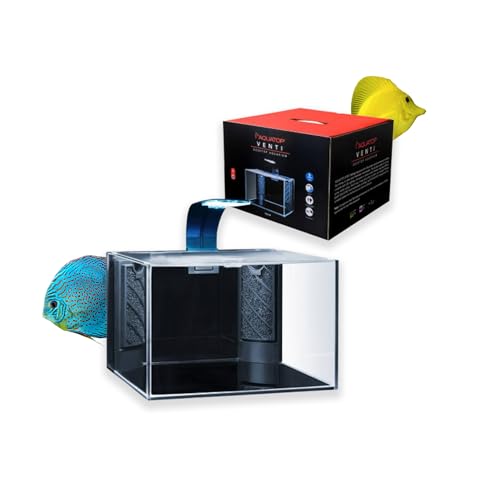 Aquatop Venti Professional Showcase Glass Aquarium Kit, 5-Gal - All-in-One for Freshwater - LED Light, Breza Air Pump & Replaceable Filter Cartridge