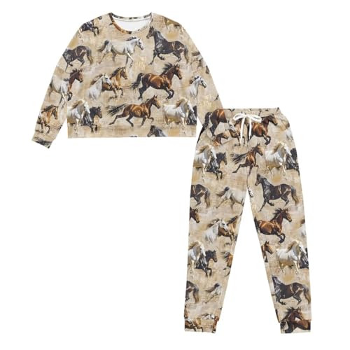 Image of Women's Pajamas Set Soft 2 Piece Loungewear Long Sleeve Pj Set Matching Sleepwear with Pockets for Women Plus Size