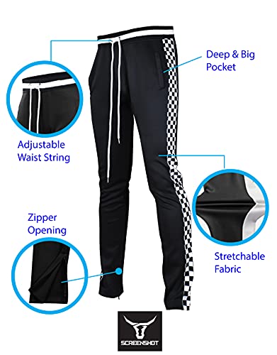 Image of SCREENSHOT Screenshotbrand Mens Hip Hop Slim Fit Track Pants - Athletic Jogger Bottom with Side Taping