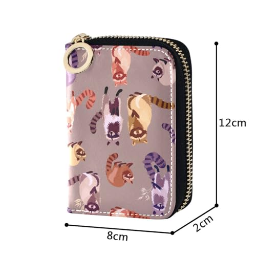 Raccoon RFID Credit Card Holder Leather With Zipper Card Case Wallet for Women Girls4