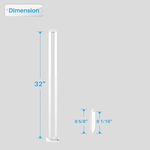 Miniatura 3 de Patio Kit de postes de valla de vinilo de 32 pulgadas de alto para valla decorativa de PVC curvada, instalado en suelos fangosos y cemento,