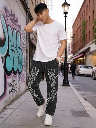 Image of fanideaz Mens Cotton Baggy Trackpant for Men | Streetwear Loose Fit Track Pants for Men | Comfortable Breathable Cotton Casual Wear Lower for man Stylish