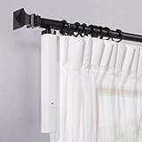 ACMEART Motorized Curtain Rods with Remote,Electric Single Rods for Windows Doors,Automatic Curtains Rod Motorized Poles for Room Divider,Customized Size Black