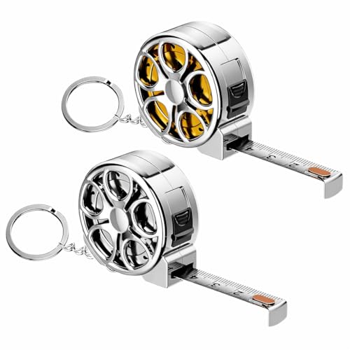 Image of 2Pcs Stainless Steel Measure Tape Keychain, ABS Case Retractable Push Button 200 Cm Measurement Tape, Pocket Size, Portable Measuring Tape for Tailor, DIY, Home, Office & Travel (Silver & Gold)