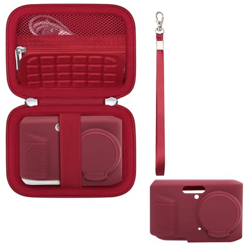 Funda protectora de silicona Kodak PIXPRO FZ45 y estuche rígido rojo con tapa de lente