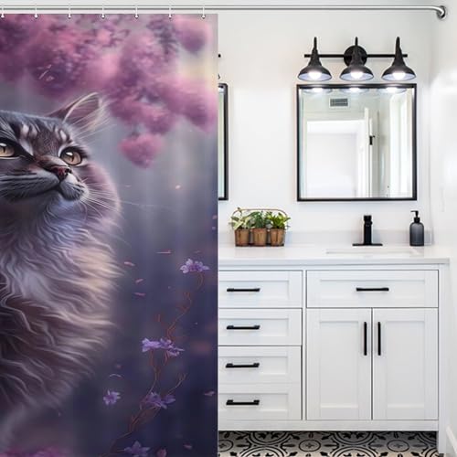 Eviter les éclaboussures avec le rideau de douche chat imperméable et robuste - 5