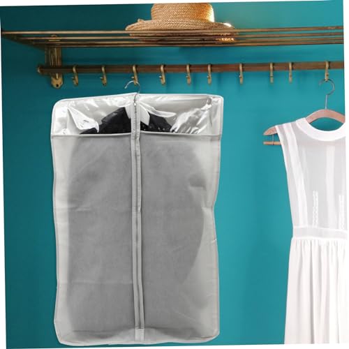 3Pcs Garment Storage Bags Waterproof Hanging Clothes Cover with Zipper Dustproof Wardrobe Organizers for Closet Grey2