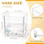 Set of 4 Square Glass Vases 5" x5" x 5", Clear Cube Flower Vases for Wedding Centerpieces, Candle Holders for Home Decor Party Events Ceremony - Image 2