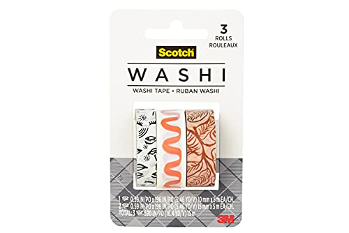 Scotch Washi Tape, Blush Tone Patterns, 3 Rolls, Assorted Sizes, Great for Bullet Journaling, Scrapbooking and DIY DÃ©cor (C1017-3-P38)