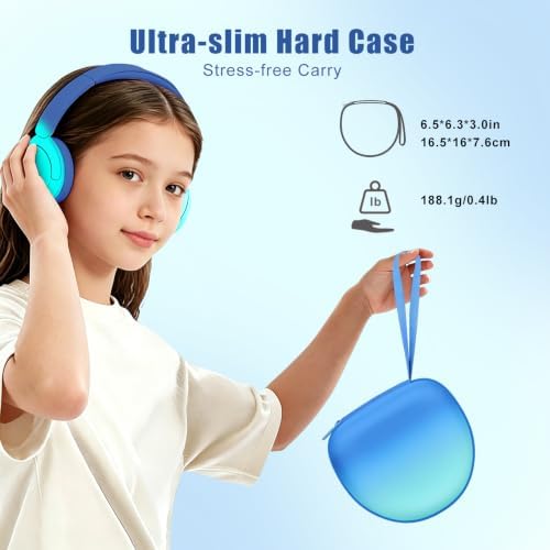 Kids Headphones Case Compatible with Candy Bila/Voopwink/iClever BTH12 HS19 BTH20 BTH26/JoySpark/MIDOLA/ADOOPE/acer/EarFun/JLab/eKids Spiderman/IMYB Kid Headphone,Gradient Blue (Case Only) - 4
