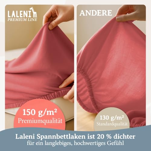 Laleni Premium Spannbettlaken, 70x140x15cm, für Babybett & Kinderbett, 100% Baumwolle, Oeko-TEX Zertifiziert, 3er Set, Koralle – Ansicht 4