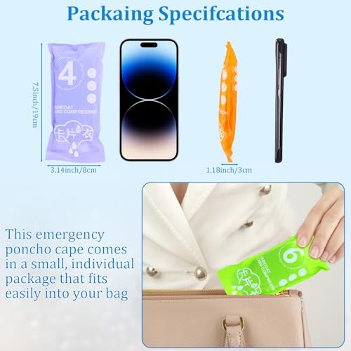 49/98 Pcs Disposable Rain Ponchos for Adults with Padded Drawstring Hoods and Pockets, Suitable for Emergency2