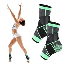 CIATBYYJ 2 Pcs Ankle Brace for Kids - Kids Compression Socks, Youth Ankle Brace for Sports, Adjustable Support for Running, Sprains and Fitness, Compression Ankles Socks for Women, Unisex Green