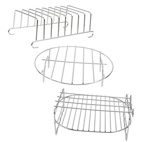 NUOBESTY 1 Set Air Fryer Rack Stainless Steel Heat Resistant Grilling Steaming Rack for Versatile Kitchen Use for Toast Barbecue Food Steaming