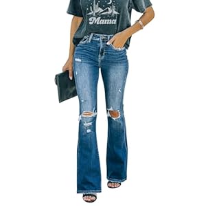 KUNMI Women’s Flare Bell Bottom Jeans High Waisted Wide Leg Bootcut Jeans Stretchy Denim Pants