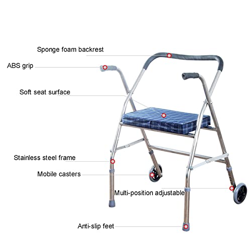 Déambulateur avec siège et roues : rollator pliable léger pour senior