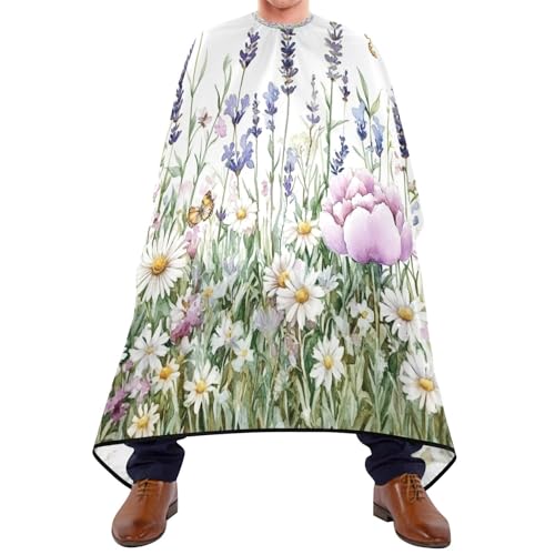 Kigai Hair Cutting Cape for Men & Women Butterfly Wildflowers Waterproof Barber Cape Professional Hairdressing Salon Styling Cape with Adjustable Closure Snap