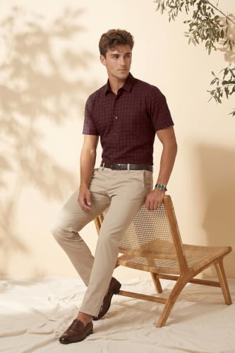 Image of Peter England Men's Half-Sleeves Checkered Regular Fit Shirt
