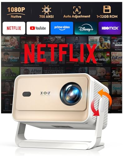 Xgody Gimbal N6 Pro Vidéoprojecteur Certifié Netflix, FHD 1080P Natif Projecteur Vidéo Bluetooth,...