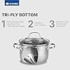 Daniks Tokio Stainless Steel Cookware Set, 6-Piece – 2 qt, 3 qt, 4.5 qt Pots with Glass Strainer Lids, Induction Ready, Dishwasher Safe, Measuring Scale, Silver #2