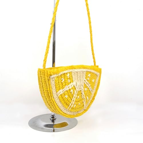 Lemon Purse for Women Cute Fruit Shaped Straw Woven Purse Crossbody Novelty Shoulder Bag Trendy Medium Stylish Bags2