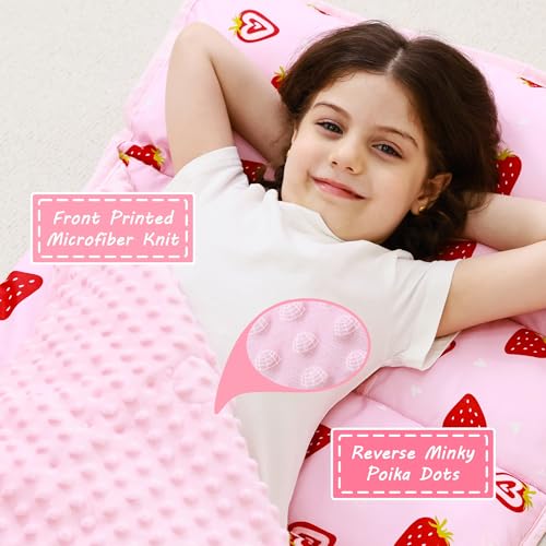 Image of Lasoftan Toddler Nap Mat with Pillow and Blanket, Extra Large Rolled Napping Mats,Slumber Bags for Boys Girls,Kids Sleeping Bag for Daycare, Preschool Travel Camping