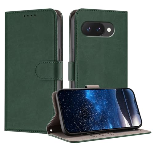 Étui Google Pixel 6 Pro vert avec portefeuille en cuir à rabat magnétique