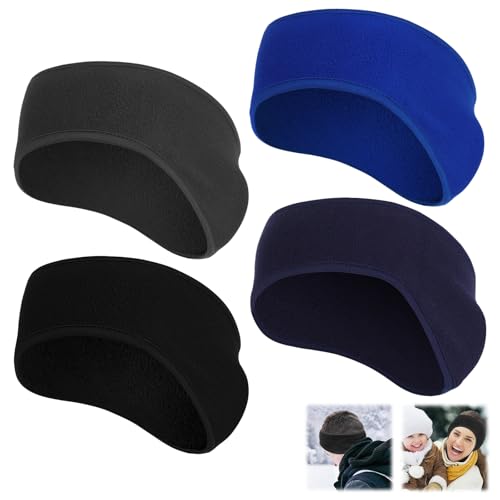 Image of Ear Warmers Headband, KOMAKE 2 Pack Earmuff Headband Fleece Earmuffs Running Headband Winter Ear Covers Moisture Wicking Sweatband Ski Sport Headband For Men & Women (Black+Gray)