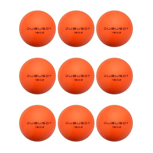 DUBUSOT 9 Pack Weighted Balls for Baseball & Softball 16 oz Practice Heavy Ball for Hitting, Batting & Pitching Training, Improve Power and Mechanics, 2.85inch, Orange
