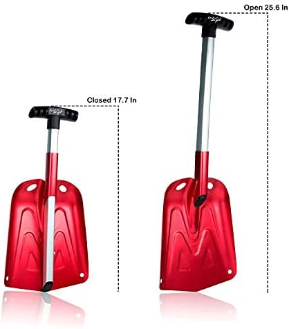 review FridLife Folding Snow Shovel, Rugged Compact Emergency Tool for Car, Snowmobiles, or ATV – Compact Winter Survival Gear for Camping, 2 Piece Collapsible Hand Shovel, Lightweight Aluminum - Red